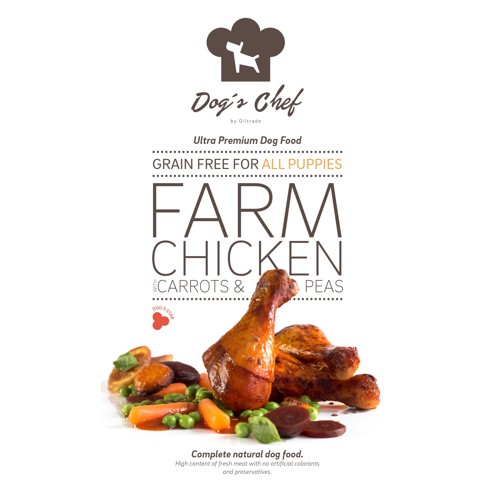 DOG’S CHEF Farm Chicken with Carrots & Peas for ALL PUPPIES 500g