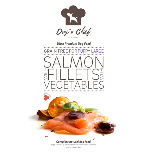 DOG’S CHEF Wild Salmon fillets with Vegetables for LARGE BREED PUPPIES 500g