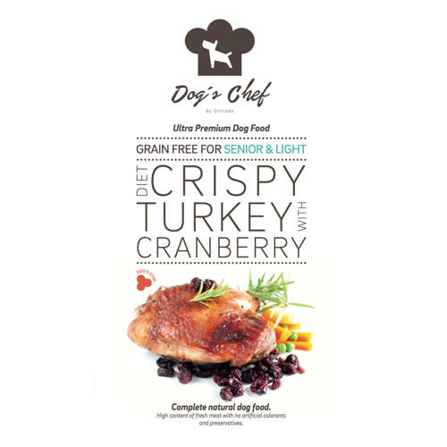 DOG’S CHEF Diet Crispy Turkey with Cranberry for SENIOR & LIGHT 500g