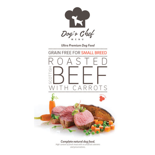 DOG’S CHEF Roasted Scottish Beef with Carrots for SMALL BREED ACTIVE DOGS 12kg