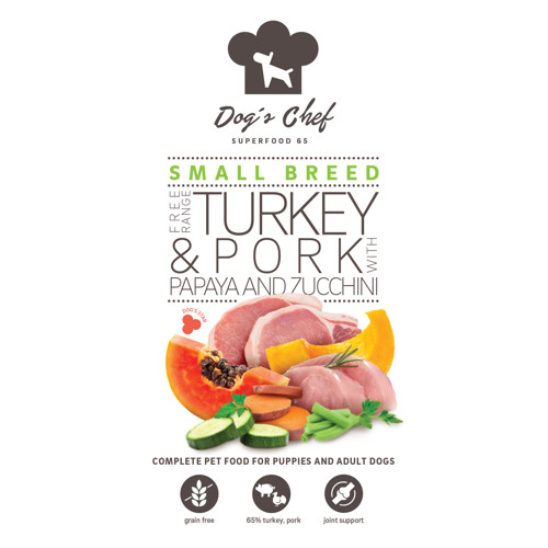 Dog’s Chef  FREE RANGE TURKEY & PORK WITH PAPAYA AND ZUCCHINI 2kg