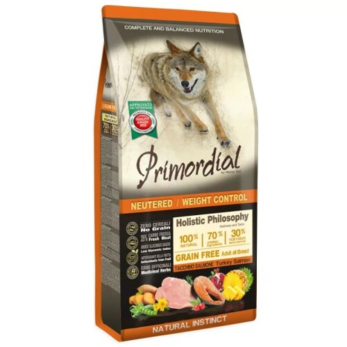 2x Primordial Sterilized & Weight Control Turkey & Salmon 12kg