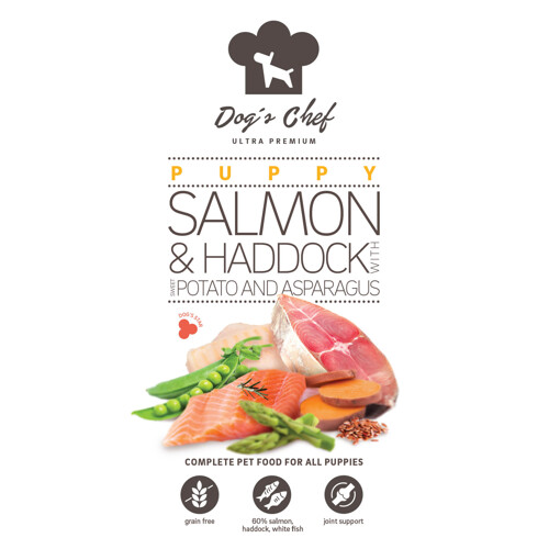 2x Dog’s Chef SALMON & HADDOCK WITH SWEET POTATO AND ASPARAGUS Puppy 12kg