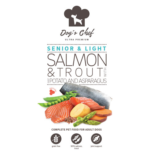 2x Dog’s Chef SALMON & TROUT WITH SWEET POTATO AND ASPARAGUS Senior & Light 12kg