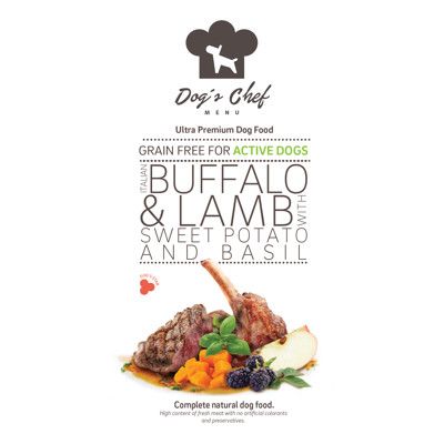 DOG'S CHEF Italian Buffalo & Lamb with Sweet Potato with Basil for ACTIVE DOGS 2kg