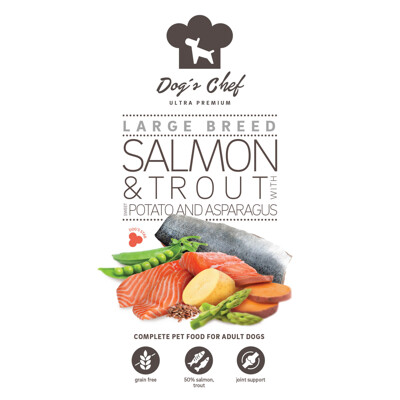 2x Dog’s Chef SALMON & TROUT WITH SWEET POTATO AND ASPARAGUS Large Breed 12kg